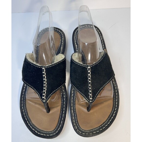 UGG Australia 1610 Women’s Size B Black Suede Thong Slip On Comfort Sandals - Picture 2 of 7